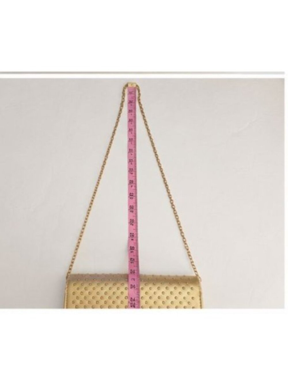 RS Gold Studded Clutch Crossbody Bag Metallic Evening Purse Chain Strap Wallet - Picture 9 of 9